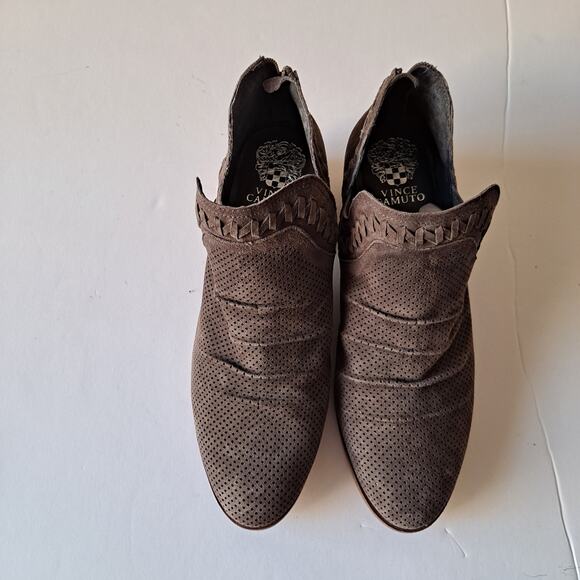 Vince Camuto Palmina Perforated Suede Block Heel Ankle Boot Brown Women Size 9.5 - Picture 3 of 13